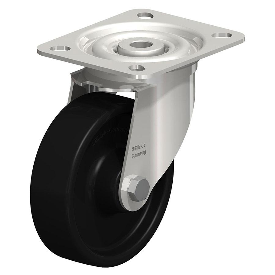 LIX - Heat-resistant stainless steel swivel caster with top plate fitting