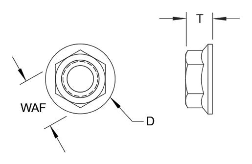 Porcas de flange sextavadas