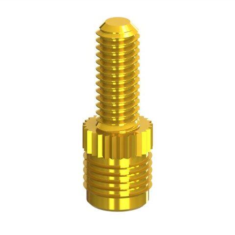 2D drawing of PFZS Press-in Fin Inserts Studded, combining finned and studded designs for secure plastic attachment.