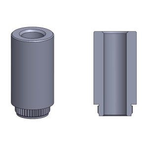 2D drawing of TD Broaching, Thru-Hole self-clinching standoffs with a thru-hole for secure installation.