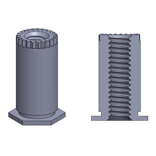 2D drawing of TF Grounding self-clinching standoffs designed for grounding applications.