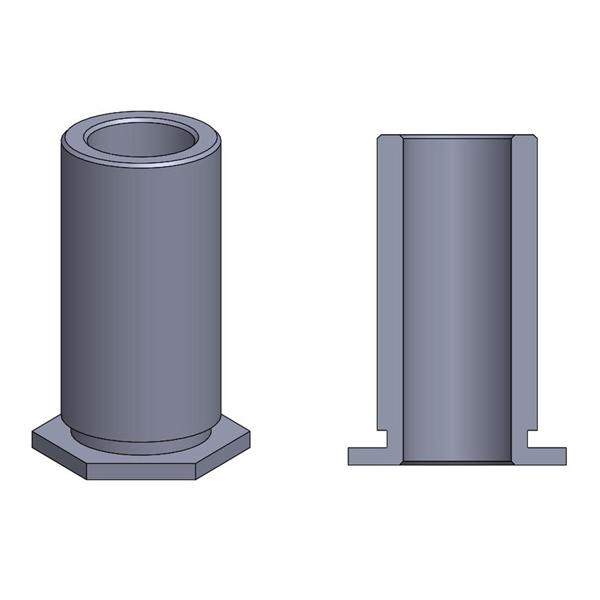 2D drawing of TN Thru-Hole self-clinching standoffs featuring a thru-hole design.