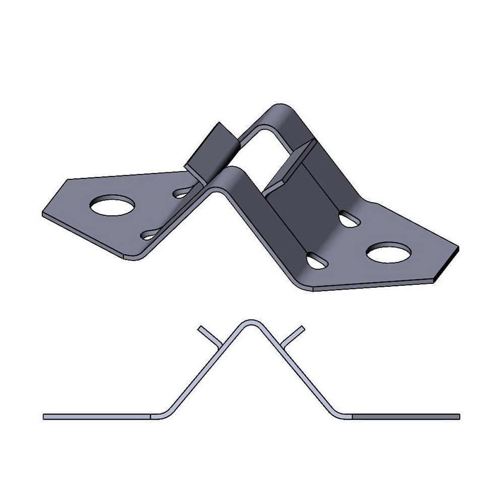 2D drawing of various ball stud clips designed to secure ball studs in place, showing different clip designs.