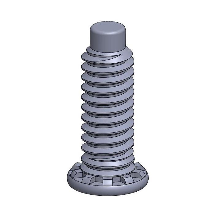 2D drawing of SDD High-Strength Dog Point self-clinching studs featuring a dog point for precise alignment.