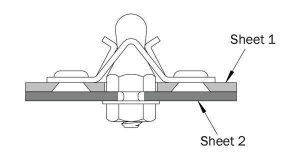 2d drawing of ballstud and clip.