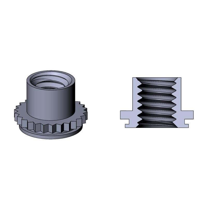 2D drawing of NH Miniature, Non-Locking self-clinching nuts for compact applications.