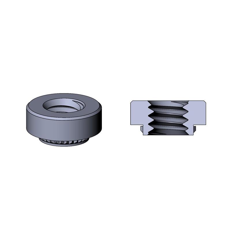 2D drawing of NJ Broaching self-clinching nuts designed for broaching installation.
