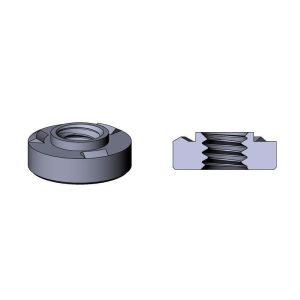 2D drawing of NP Weld self-clinching nuts designed for welding applications.