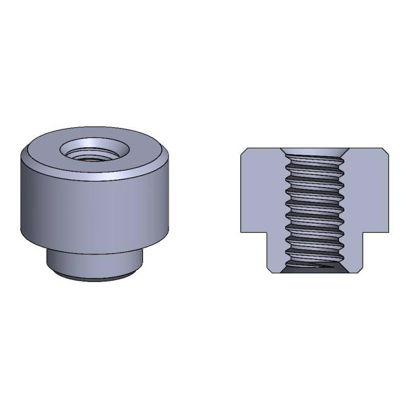 Representación CAD de los separadores roscados TCU de montaje en superficie