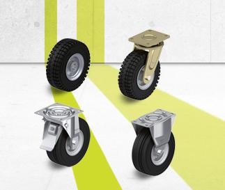 wheel and caster series with super elastic solid rubber tires