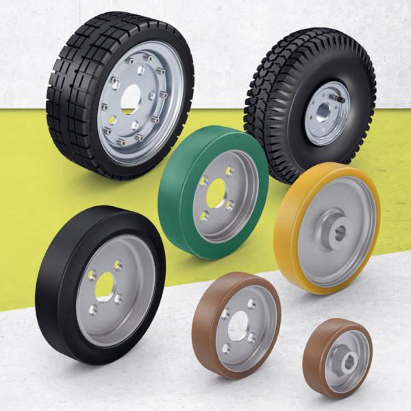 Drive wheels, hub fitting wheels and basic wheels