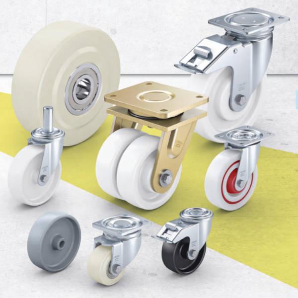 Nylon and polypropylene wheels and castors