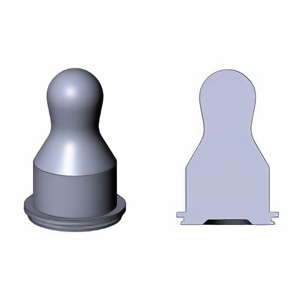 2D drawing of a concealed head ball stud with a spherical head and a shaft designed to be hidden when installed.